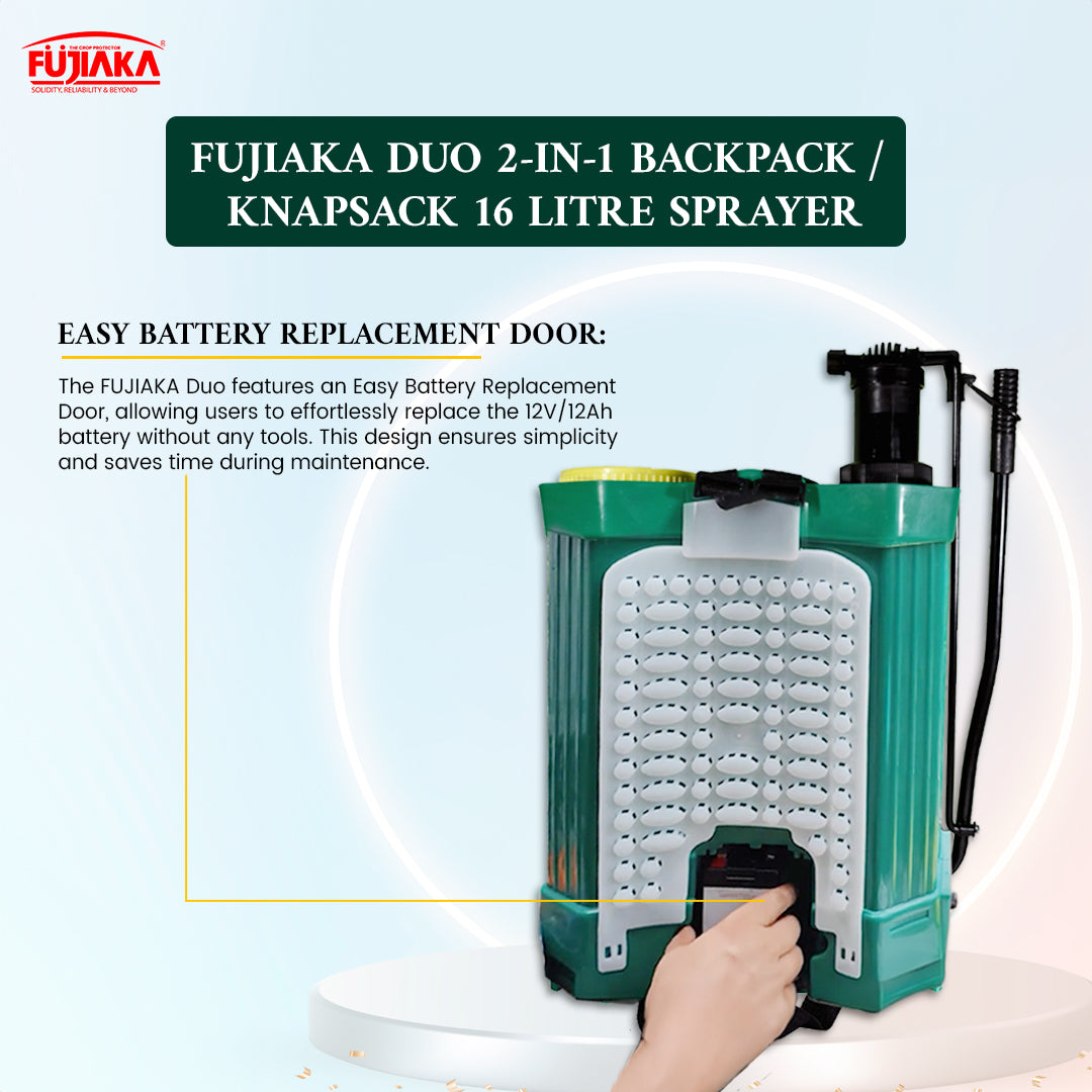 FUJIAKA DUO, 2-in-1, Battery Operated Agricultural Knapsack Sprayer-16 Litres