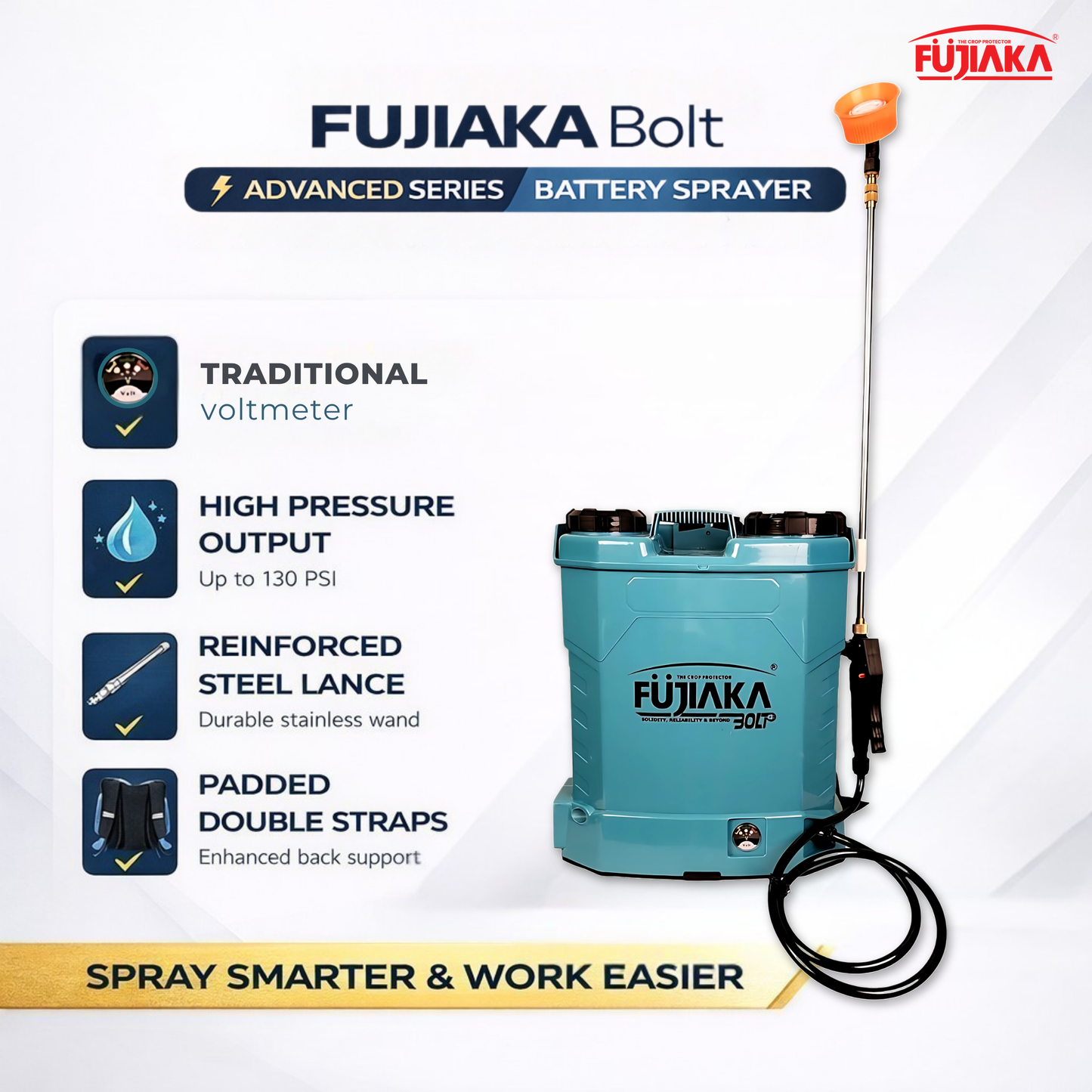 FUJIAKA BOLT, Battery Operated Agricultural Knapsack Sprayer -16 Litres