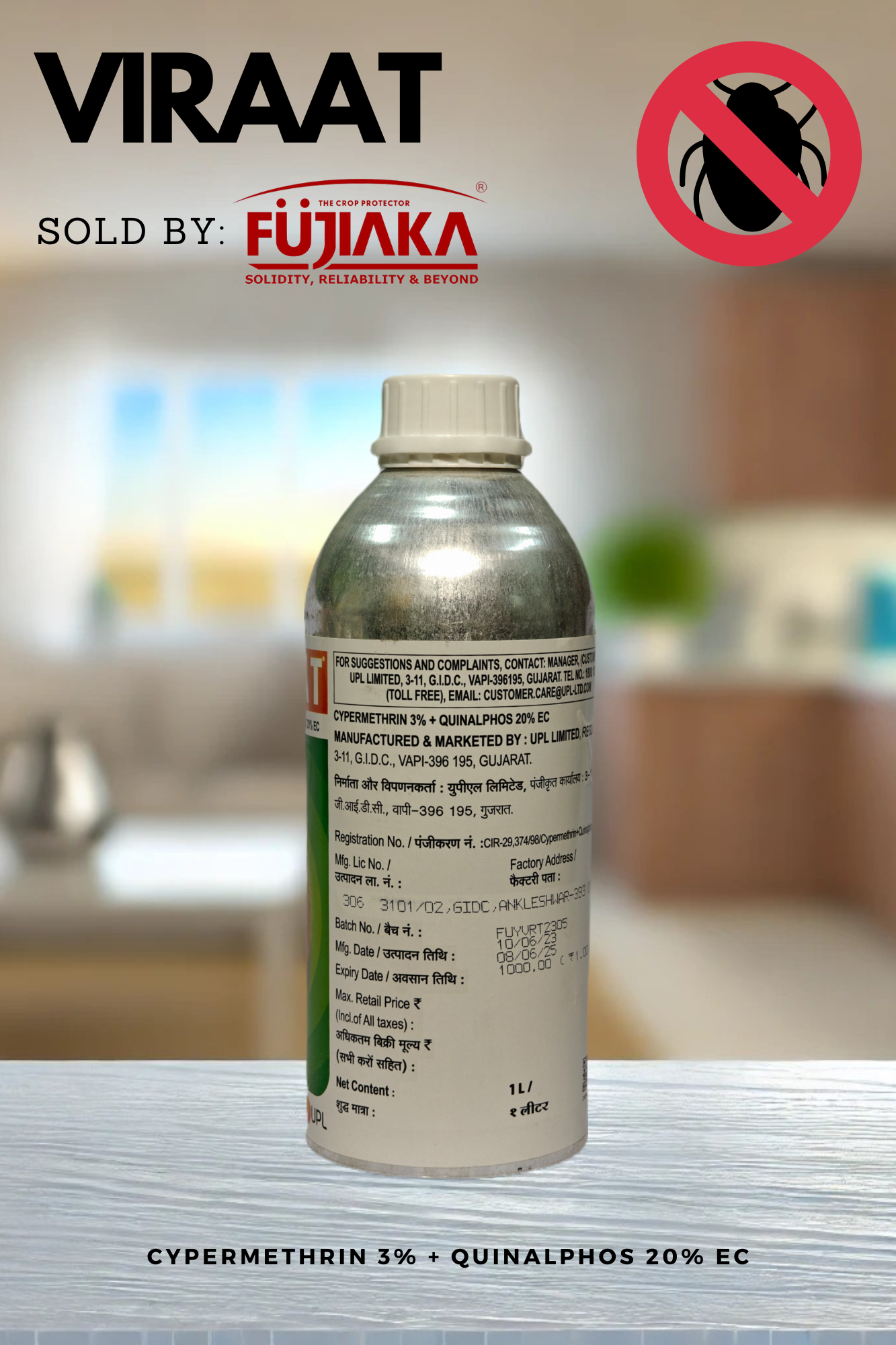 Viraat - CYPERMETHRIN 3% + QUINALPHOS 20% EC - Insecticide | Liquid