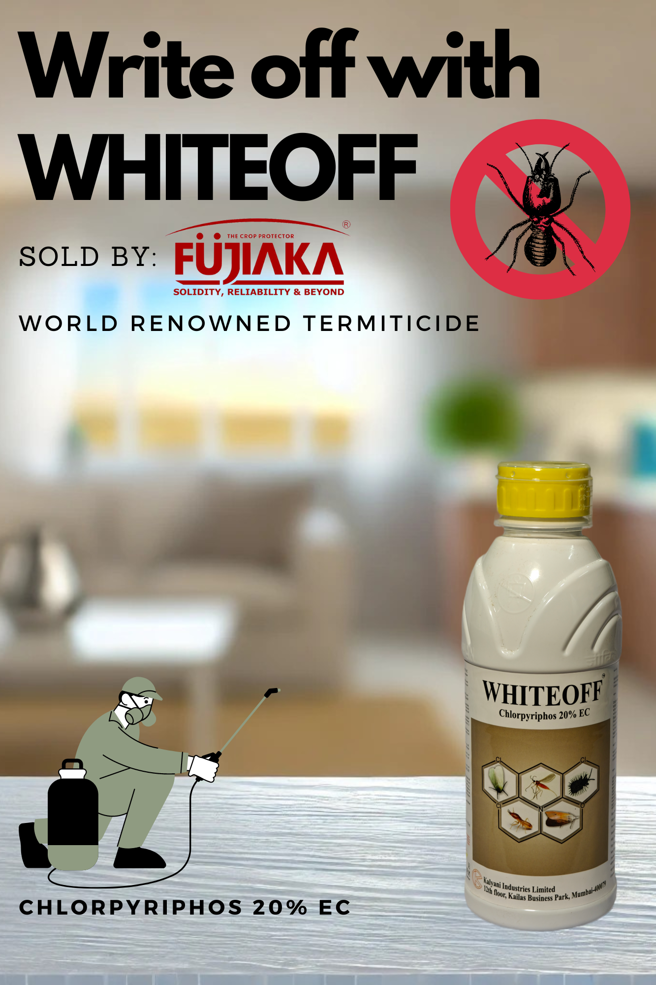 Whiteoff - CHLORPYRIPHOS 20 % EC - TERMITICIDE - 1 Litre | Liquid