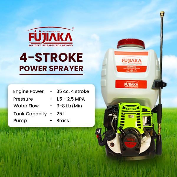 FUJIAKA SHAKTI 4S Knapsack Power Sprayer GX35 35CC 4 Stroke 25 Ltr tank | High Pressure Agricultural Back Pack Sprayer with JAPAN technology pump, Free 3 Head Nozzels, Hose Pipe, Sprayer Gun