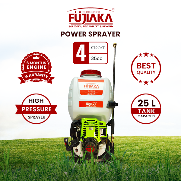 FUJIAKA SHAKTI 4S Knapsack Power Sprayer GX35 35CC 4 Stroke 25 Ltr tank | High Pressure Agricultural Back Pack Sprayer with JAPAN technology pump, Free 3 Head Nozzels, Hose Pipe, Sprayer Gun