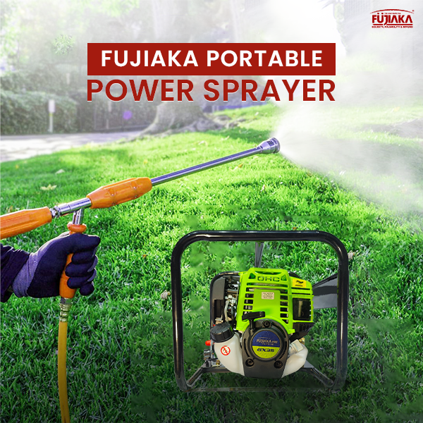 FUJIAKA Port FU-PH-768-4G, Portable Agricultural High-Pressure Portable Power Sprayer Pump with 4-Stroke Petrol Engine and 50 metre High Pressure Hose Pipe, Black (Pack of 1)