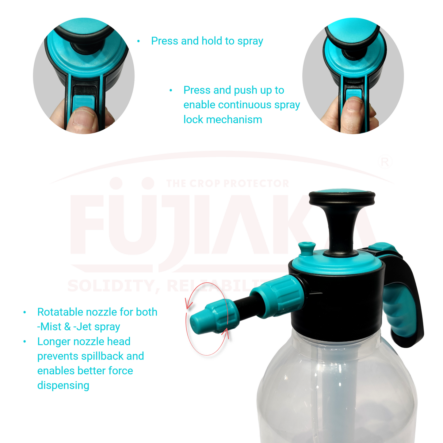 FUJIAKA WS/2.0, Handheld Garden Sprayer Pump for Gardening and Pest Control