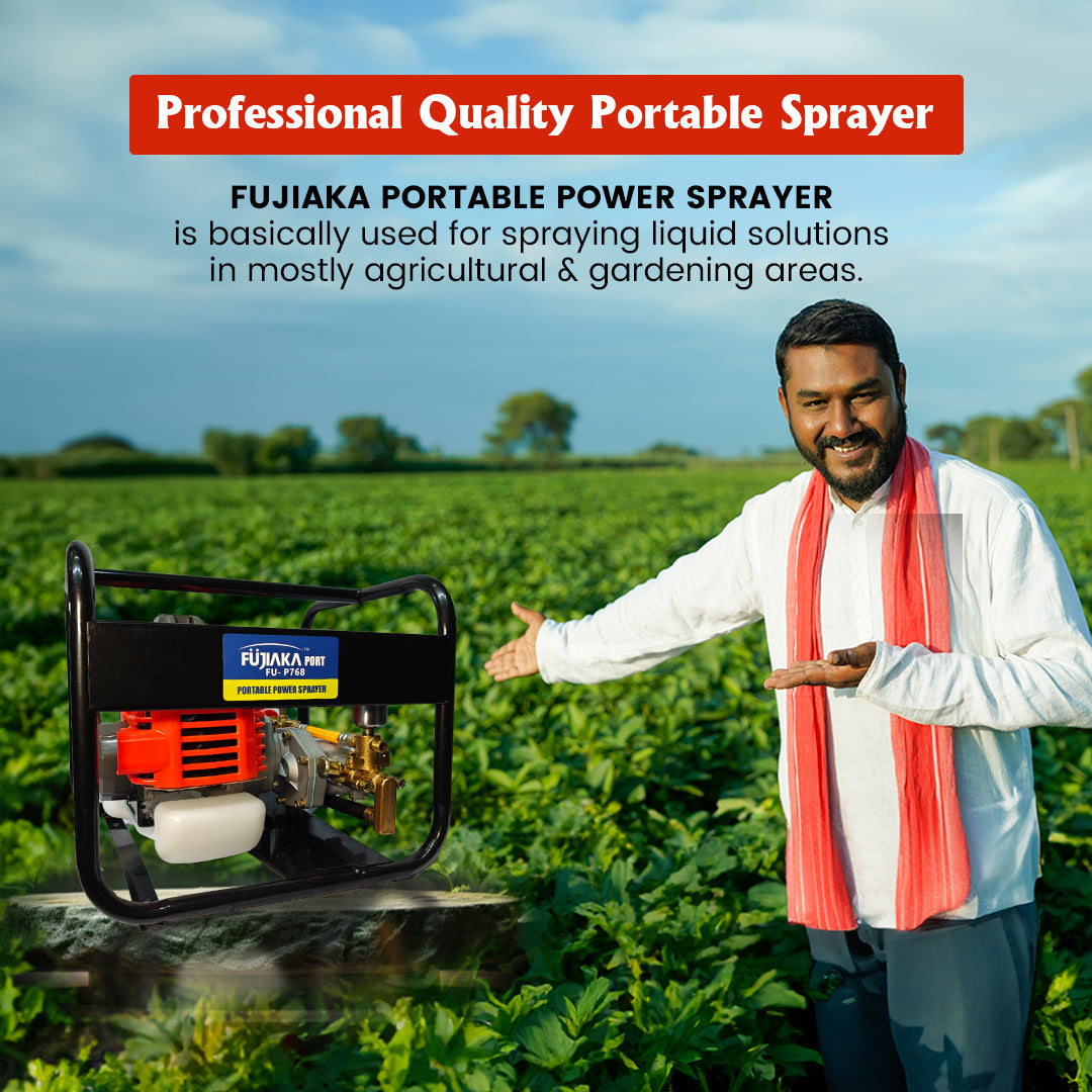 FUJIAKA, PORT FU-P-768, Portable Agricultural High-Pressure Power Sprayer Pump-2 STROKE PETROL ENGINE