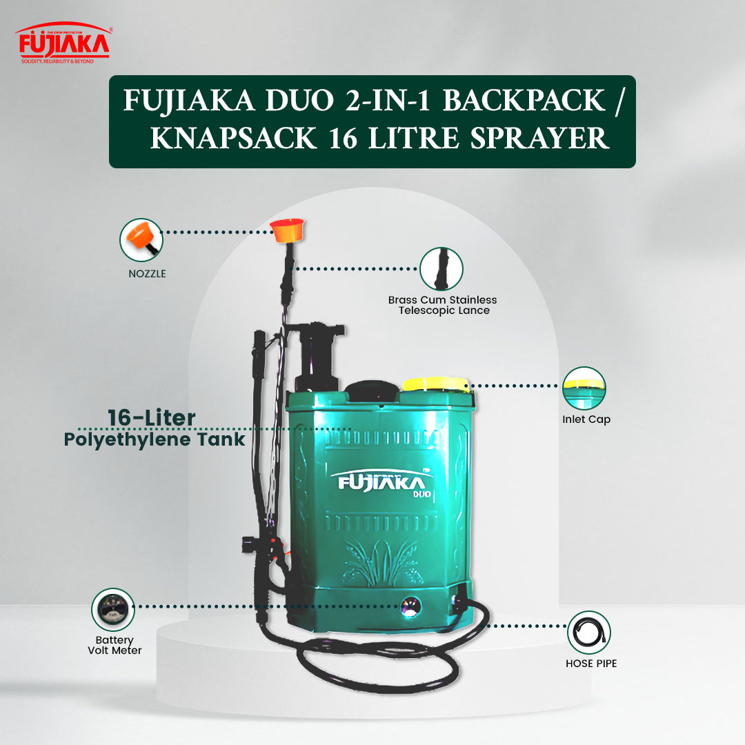 FUJIAKA DUO, 2-in-1, Battery Operated Agricultural Knapsack Sprayer-16 Litres