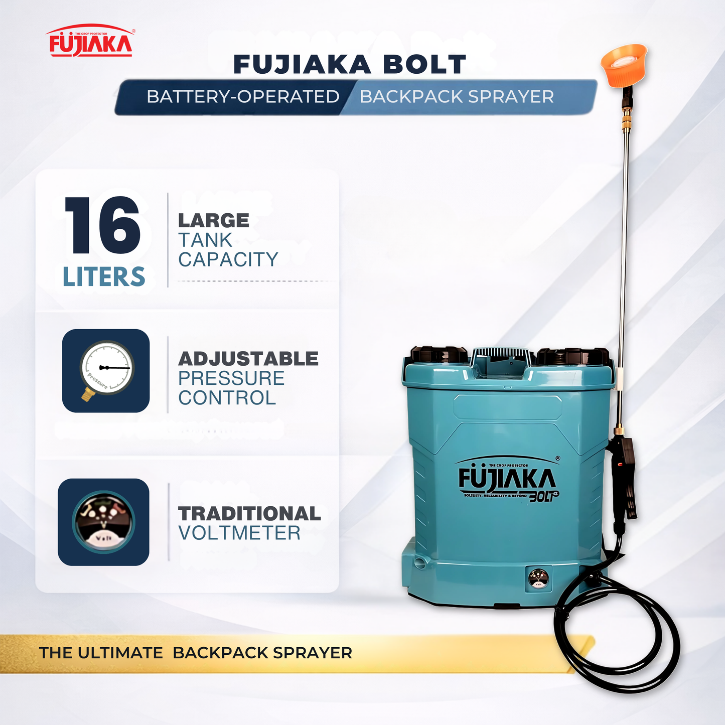 FUJIAKA BOLT, Battery Operated Agricultural Knapsack Sprayer -16 Litres