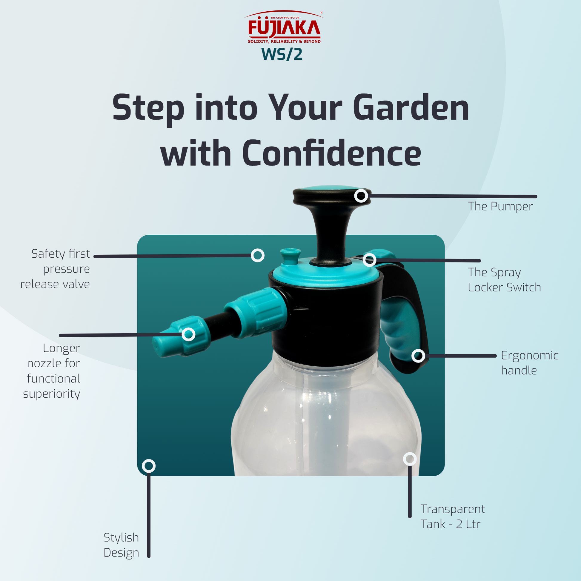FUJIAKA WS/2.0, Handheld Garden Sprayer Pump for Gardening and Pest Co FUJIAKA WS/2.0, Handheld Garden Sprayer Pump for Gardening and Pest Co