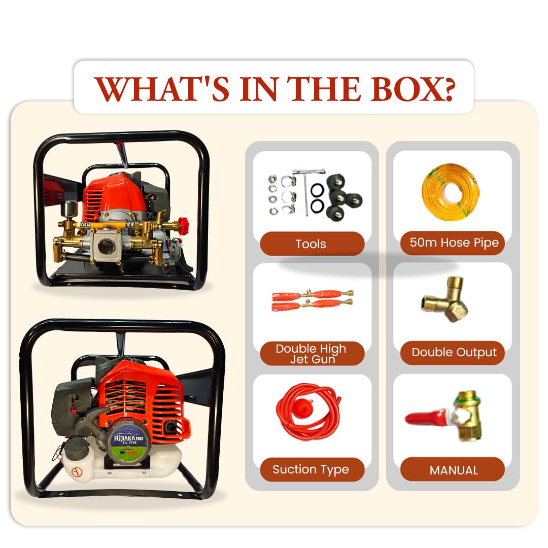 FUJIAKA, PORT FU-P-768, Portable Agricultural High-Pressure Power Sprayer Pump-2 STROKE PETROL ENGINE