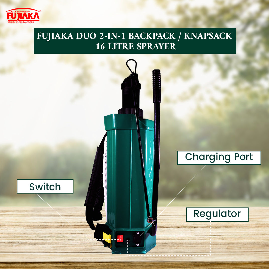 FUJIAKA DUO, 2-in-1, Battery Operated Agricultural Knapsack Sprayer-16 Litres