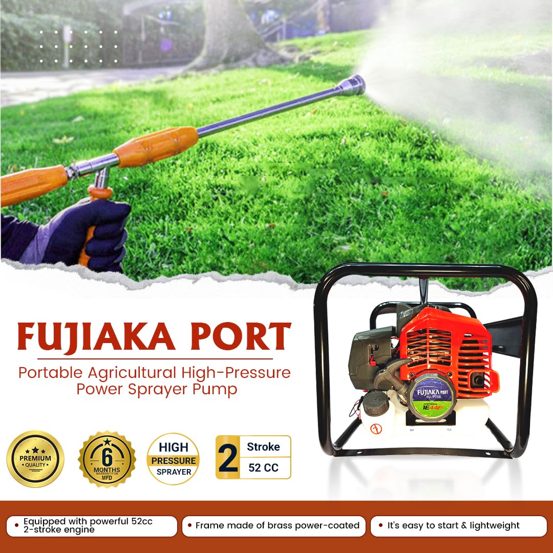 FUJIAKA, PORT FU-P-768, Portable Agricultural High-Pressure Power Sprayer Pump-2 STROKE PETROL ENGINE