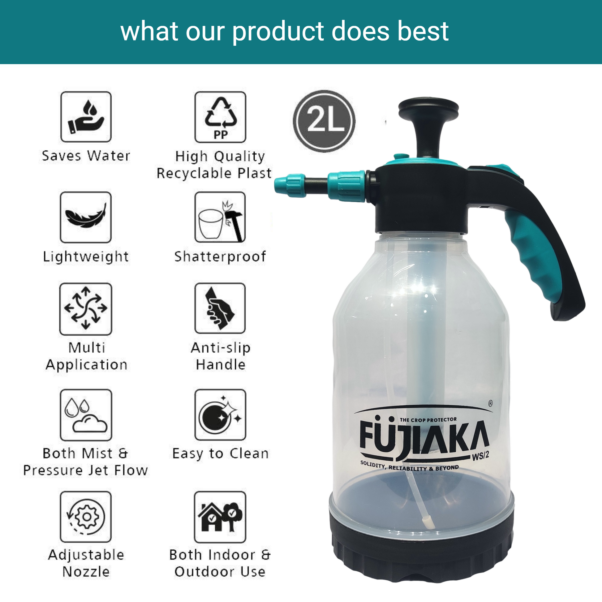 FUJIAKA WS/2.0, Handheld Garden Sprayer Pump for Gardening and Pest Co FUJIAKA WS/2.0, Handheld Garden Sprayer Pump for Gardening and Pest Co