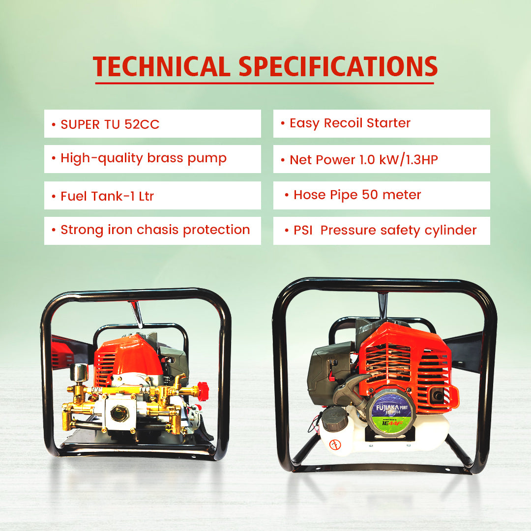 FUJIAKA, PORT FU-P-768, Portable Agricultural High-Pressure Power Sprayer Pump-2 STROKE PETROL ENGINE