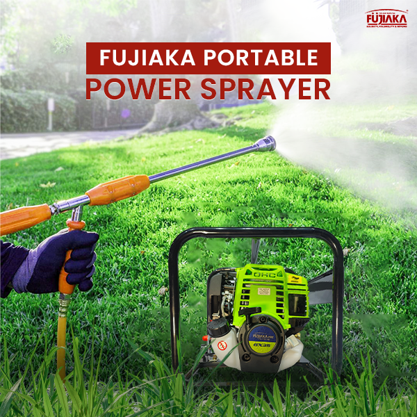 FUJIAKA Port FU-PH-768-4G, Portable Agricultural High-Pressure Portable Power Sprayer Pump with 4-Stroke Petrol Engine and 50 metre High Pressure Hose Pipe, Black (Pack of 1)