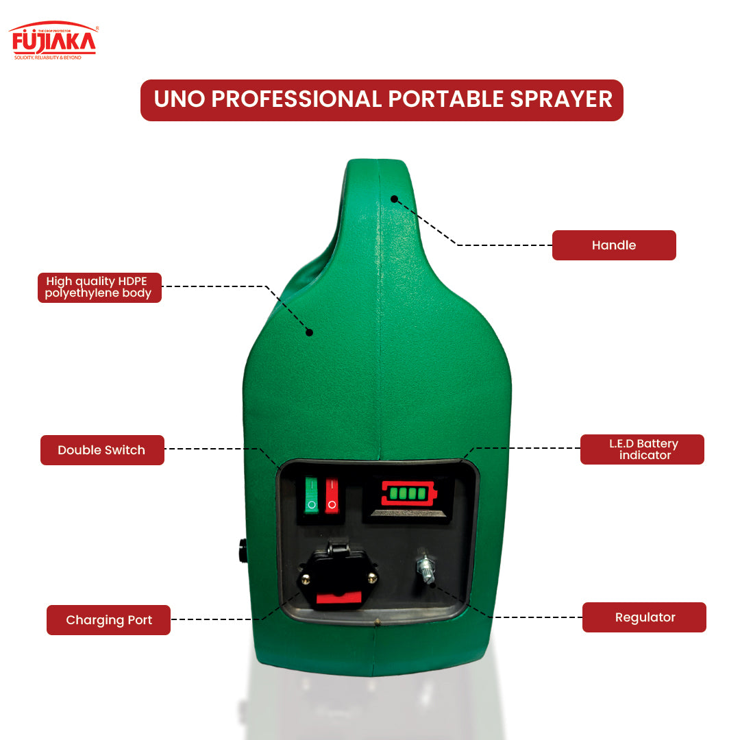 Fujiaka UNO, Battery Operated Portable Double-Pump Power Sprayer for Agricultural and Garden Spraying