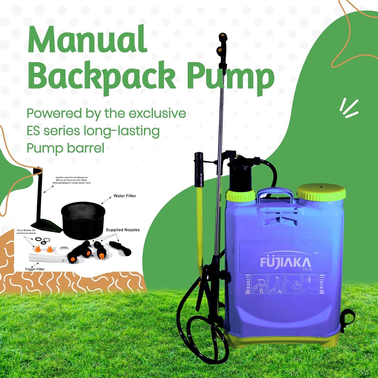 Fujiaka ES/16 Manual Knapsack Agricultural Sprayer- 16 LTR