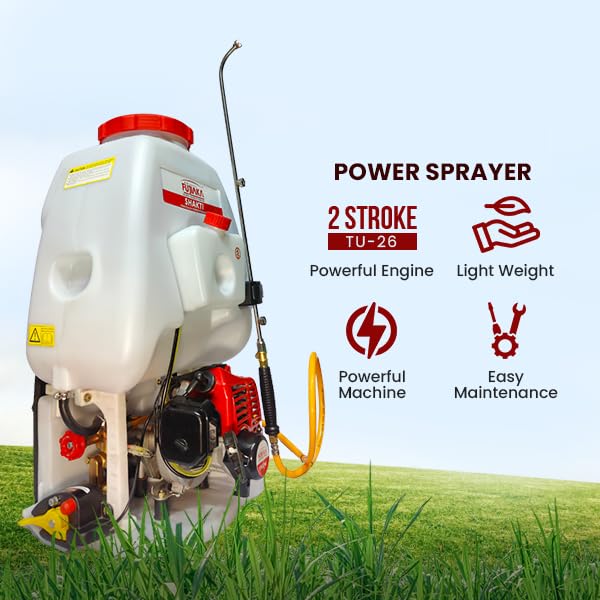 FUJIAKA Shakti, Knapsack/Backpack Power Sprayer Pump with 2-Stroke Petrol Engine for Agricultural, Professional Pest Control and Sanitising Use, 25 litres, Red (Pack of 1)