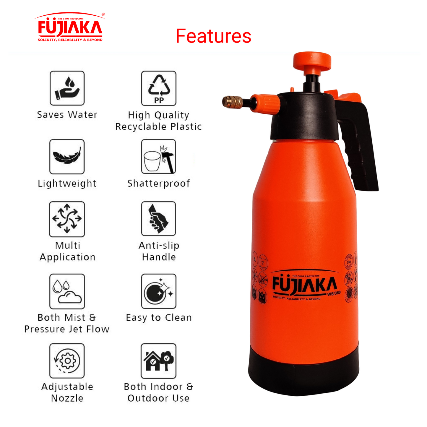 FUJIAKA WS/360, Handheld Garden Sprayer-2 Litre